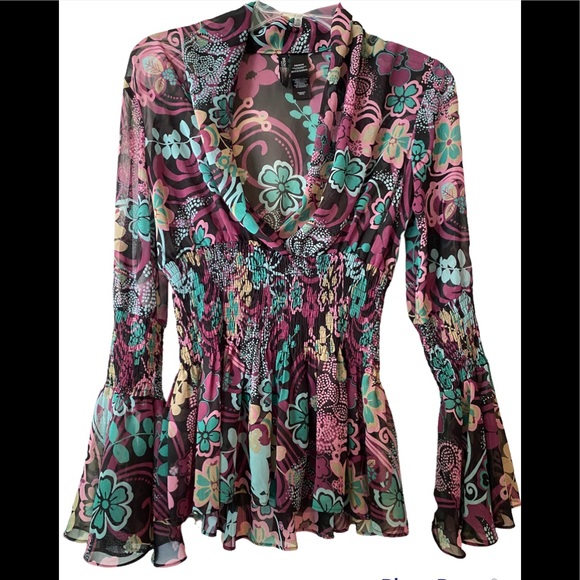 Bisou Bisou Floral Retro Top XS - Picture 1 of 7